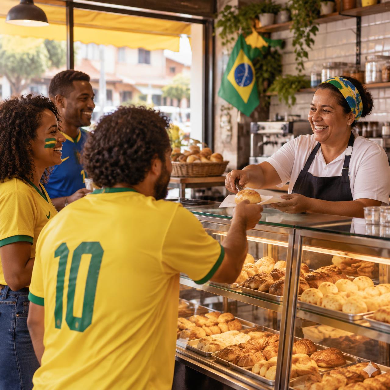 Padaria de bairro atendendo torcedores